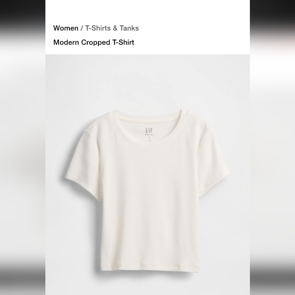 GAP Modern Crew Cropped White T-Shirt